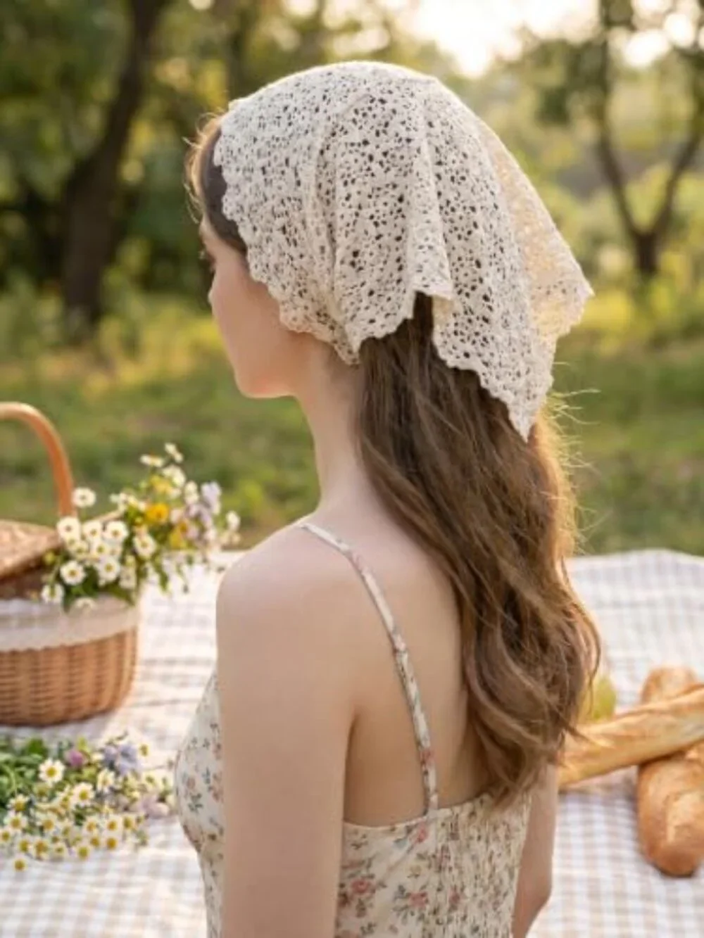 Lace Crochet Triangle Scarf Neckerchief Shoulder Wrap Women